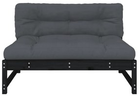 fekete tömör fenyőfa középső kanapé 120 x 80 cm