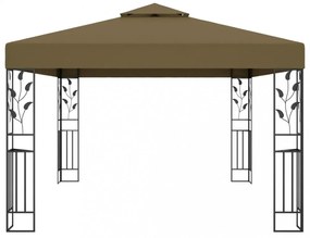 tópszínű dupla tetős pavilon LED fényfüzérrel 3 x 4 m