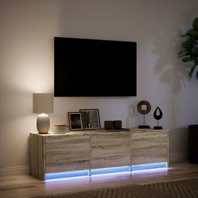 sonoma tölgy színű szerelt fa LED-es TV-szekrény 140x34x40 cm