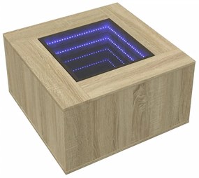 Sonoma tölgy szerelt fa dohányzóasztal LED-del 60 x 60 x 40 cm