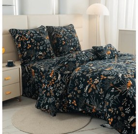 Mikroplüss ágyneműhuzat szett RÓKA ÉS NYÚL sötétzöld + mikroplüss lepedő SOFT 90x200 cm fehér, egyszemélyes