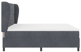 Box Spring Ágy Matraccal, Sötétszürke, 200x200 cm, Bársony