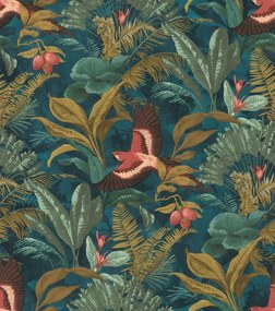 Vinyl tapéta flizeline egzotikus levelek madarakSansa 639216 Rasch