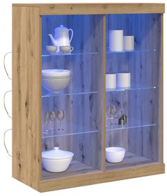 LED világítással ellátott oldalas szekrény, kézműves tölgy, 41x37x100 cm