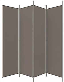 4 paneles antracitszürke szövet térelválasztó 698x180 cm