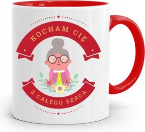 Piros Bögre Nagymamáknak Szeretlek nyomott mintával