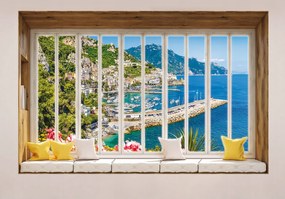 Flizelin fotótapéta Olasz Ablak Tenger Nap 520x318 Vizualizáció +ragasztó