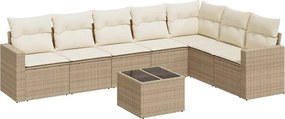 vidaXL 8 részes bézs polyrattan kerti ülőgarnitúra párnával