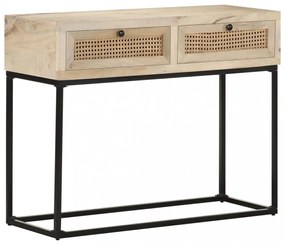 tömör mangófa és természetes nád tálalóasztal 100 x 35 x 76 cm