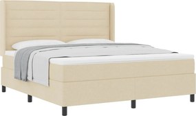 vidaXL Boxrugós ágy matracmal fejtámlával Krém 180 x 200 cm szövet