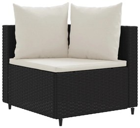 6 részes fekete polyrattan kerti ülőgarnitúra párnákkal