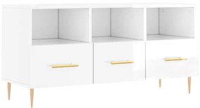 fehér magasfényű szerelt fa TV-szekrény 102x36x50 cm