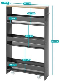 4 szintes tároló nyitott polcokkal, szürke