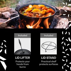 Klarstein Guernsey, prémium öntöttvas edény, 12.0 barbecue edény, öntöttvas, hőkezelt, XL/13,6 l méret