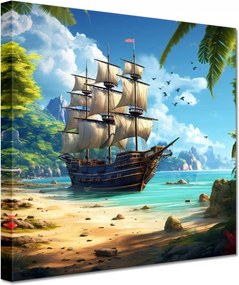 Festmények 20x20 Hajó egy paradicsomi szigeten