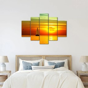 Naplemente egy jachttal képe (150x105 cm)