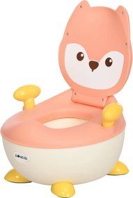 ZONEKIZ Gyerek WC-szótaláló a Róka Mintával, Gyerek WC Ülőke Hátpárnával, Leszerelhető Potty Fogantyú a WC Betanításhoz, WC Szótaláló 0,5-3 Éves Kicsi