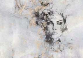 Fotótapéta beton Gyönyörű Női Arc dörzsölt beton márvány +ragasztó ingyen