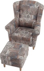 Füles fotel puffal, szövet vintage minta, ASTRID
