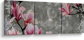 Kép virággal (órával) (90x30 cm)