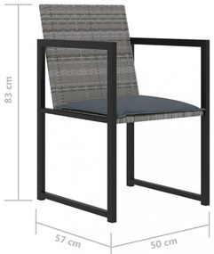5 részes szürke polyrattan kültéri étkezőgarnitúra párnákkal