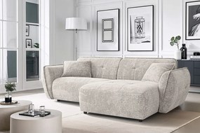 Bézs zsenília sarokkanapé (jobb oldali-heverő résszel) Nelia – Ropez