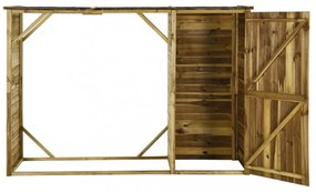 fenyőfa kerti tűzifatároló fészer 253 x 80 x 170 cm