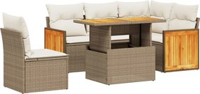 vidaXL 6 részes bézs polyrattan kerti ülőgarnitúra párnával
