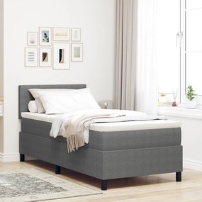 Box Spring Ágy Matraccal & LED Fény Szürke 90x200 cm Bársonyos Szövet