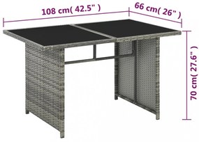 10-részes szürke polyrattan kerti bútorszett párnákkal