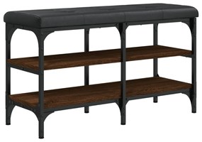 barna tölgy színű szerelt fa cipőtároló pad 82 x 32 x 47 cm