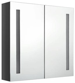 betonszürke LED-es tükrös fürdőszobaszekrény 62 x 14 x 60 cm