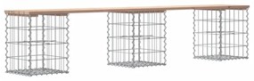 tömör fenyőfa gabion kerti pad 203x31x42 cm