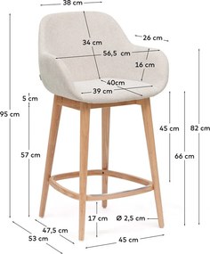 Bézs kárpitozott karfás bárszék (ülésmagasság 66 cm) Konna – Kave Home