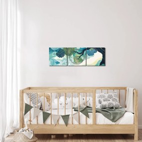 Kép – Az életfa zöld lombkoronája (órával) (90x30 cm)