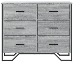 szürke sonoma színű szerelt fa komód 91 x 35,5 x 74,5 cm