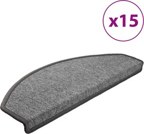 vidaXL 15 db sötétszürke, félkör alakú, nagy lépcsőszőnyeg 65 x 24 x 4 cm