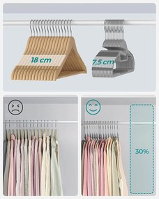 20 db-os vállfák, prémium műanyag ruhaakasztók, világos és sötétszürke