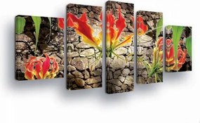 Vászonkép 170x100 Gloriózis Liliom dicsőség virágok egzotikus piros sárga