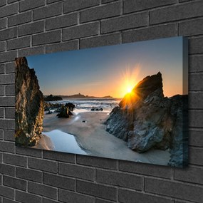 Vászonkép Rock Beach Sun Landscape 140x70 cm