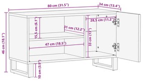 tömör mangófa TV-szekrény 80 x 34 x 46 cm