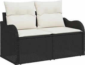vidaXL Kerti Kanapé Szett tárolóval 10 pcs Fekete és fehér polirattan