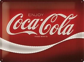 Fém tábla Coca-Cola - Logo - Red Lights, (40 x 30 cm)