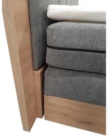 Boxspring ágy matracokkal és topperrel, tárolóhellyel JASMINE 180x200 cm szürke