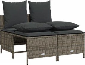 vidaXL 4 részes szürke polyrattan kerti ülőgarnitúra párnákkal