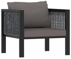 8 részes antracitszürke kerti polyrattan ülőgarnitúra párnákkal