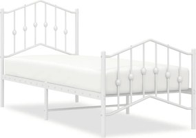 vidaXL fehér fém ágykeret fej- és lábtámlával 75 x 190 cm