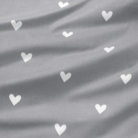 Goldea pamut drapéria - szívecskék, szürke alapon 140x150 cm