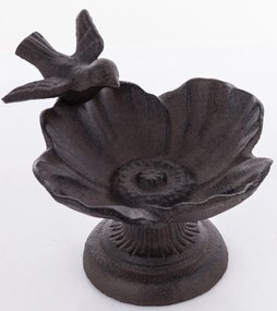 Öntöttvas madárkás barna madáritató tálka 12,5x17x15cm