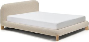 Bézs kárpitozott franciaágy ágyrács nélkül 160x200 cm Odina – Kave Home